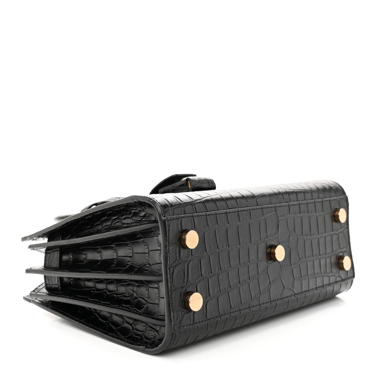 Calfskin Crocodile Embossed Nano Sac De Jour Black