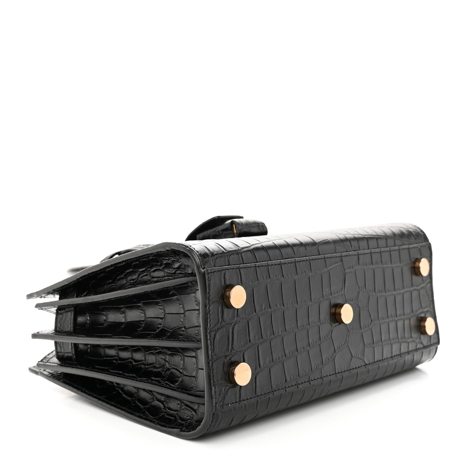 Saint Laurent Calfskin Crocodile Embossed Nano Sac De Jour Black 4 of 11