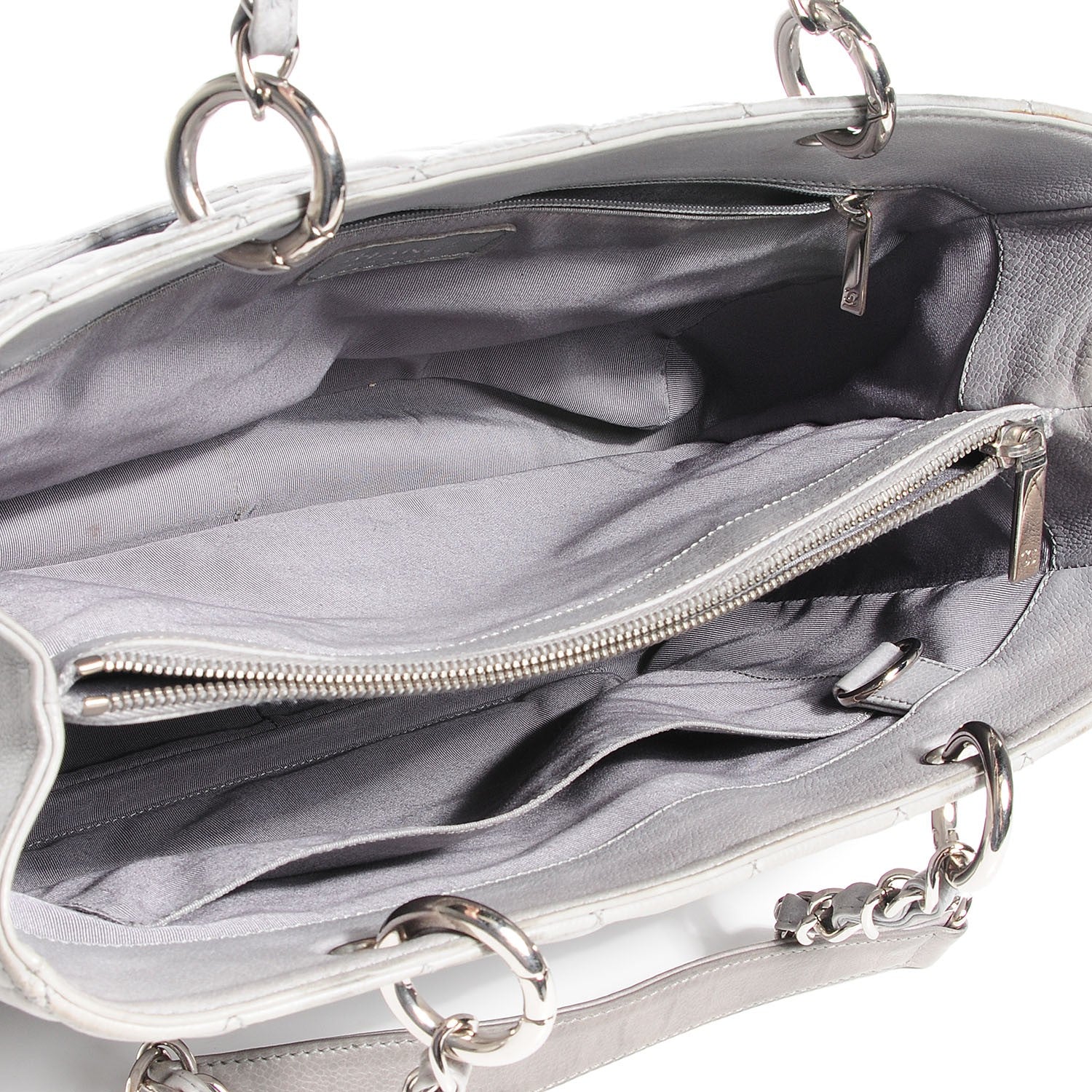Chanel Caviar Quilted Grand Shopping Tote GST Light Grey 5 of 7