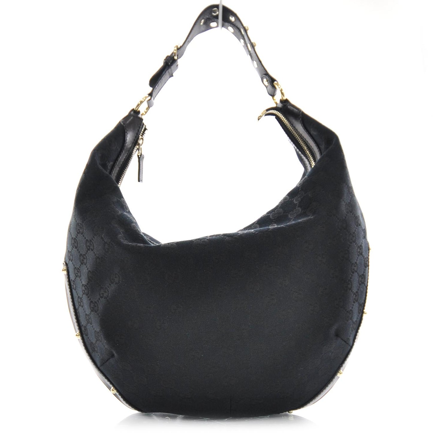 Monogram Large Studded Hobo Black