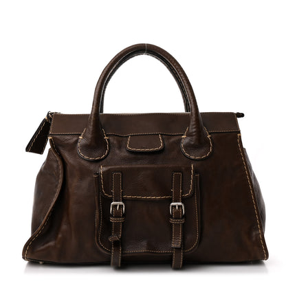 Chloe Shiny Tanned Calfskin Large Edith Bag Brun 1 of 11