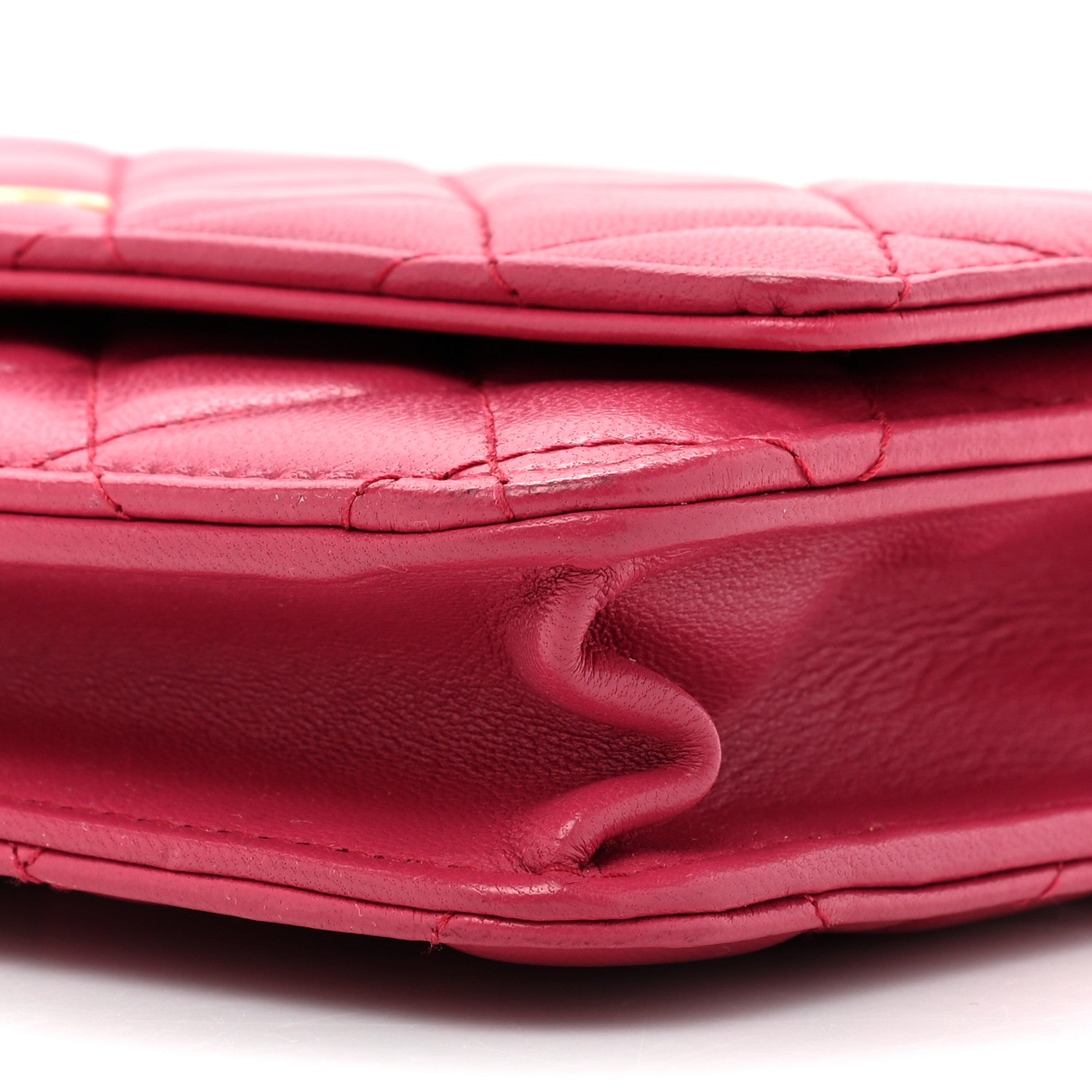 Chanel Lambskin Quilted CC Pearl Crush Wallet on Chain WOC Dark Pink 12 of 18