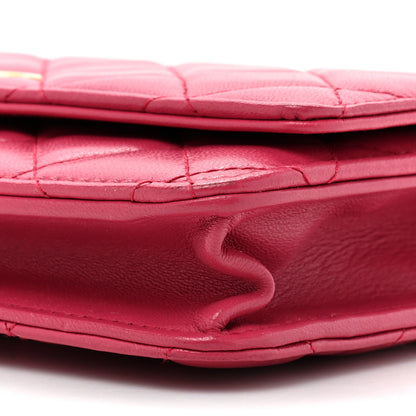 Chanel Lambskin Quilted CC Pearl Crush Wallet on Chain WOC Dark Pink 12 of 18