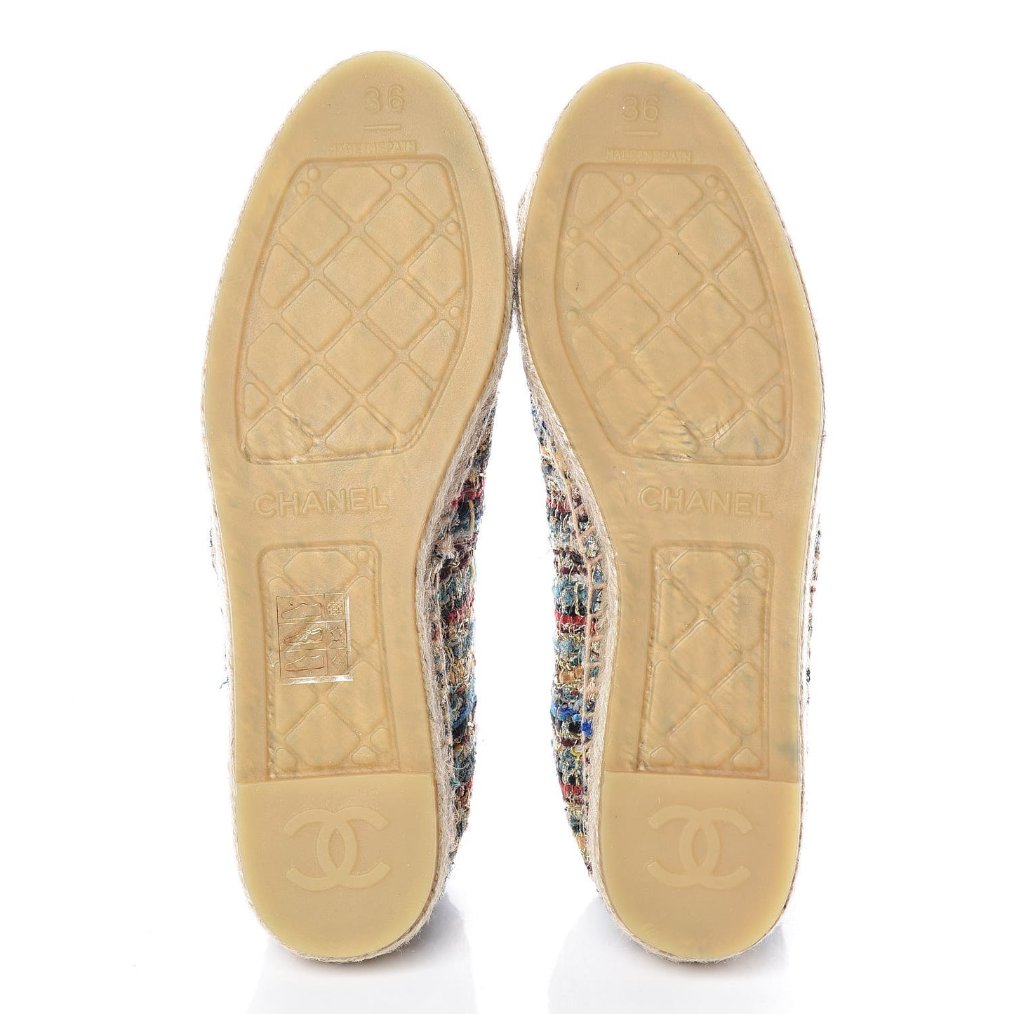 Tweed Grosgrain CC Espadrilles 36 Multicolor