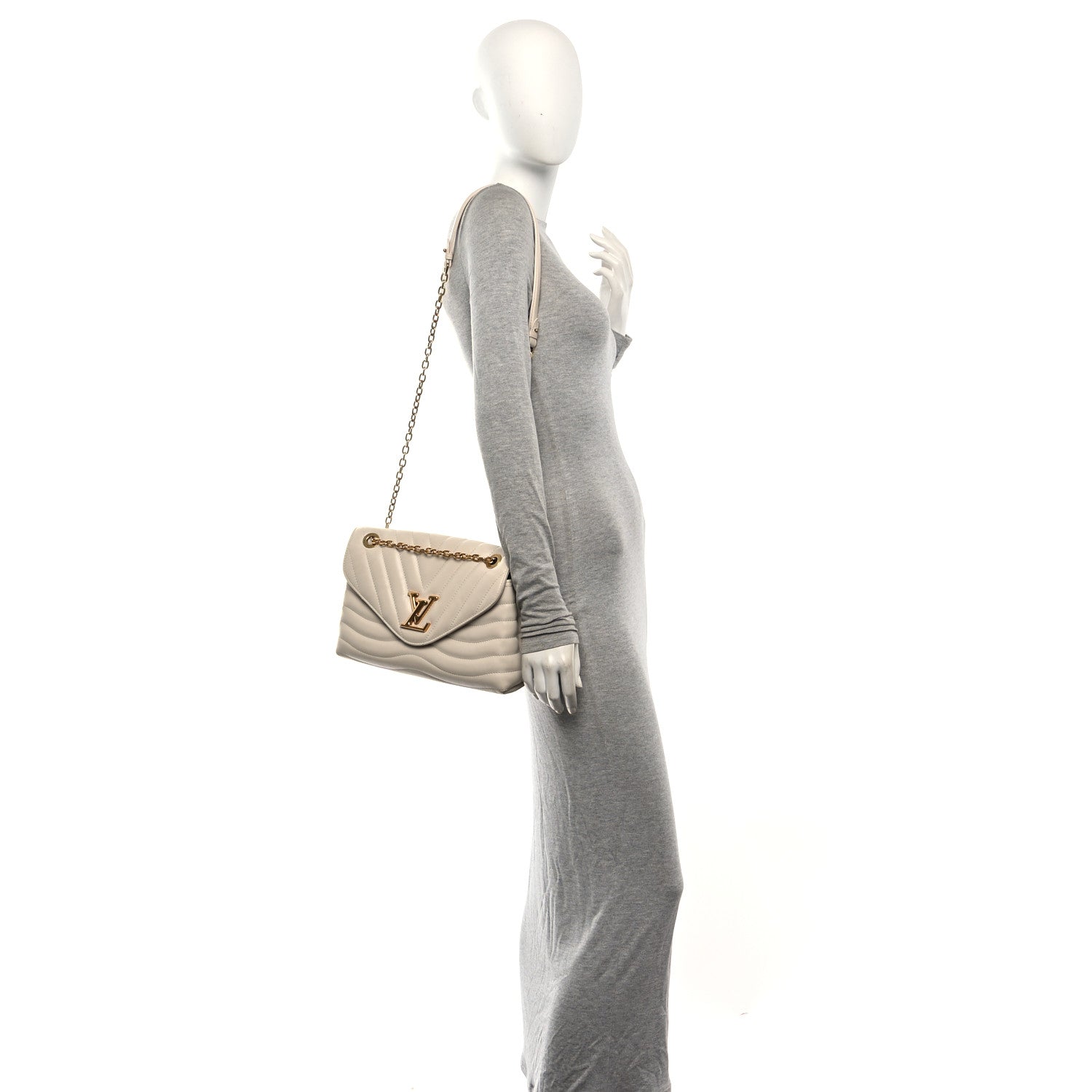 Louis Vuitton Calfskin New Wave Chain Bag MM NM Ivory 2 of 9