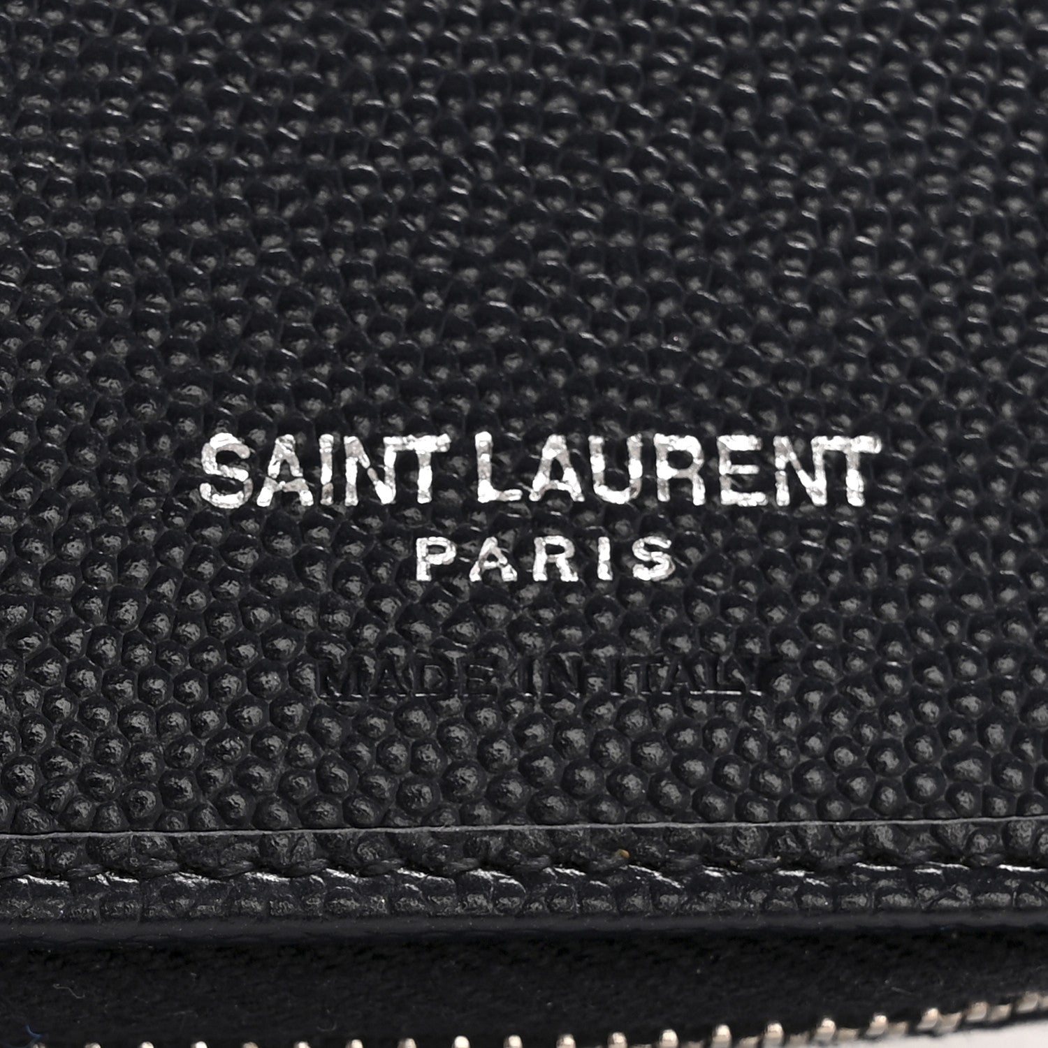 Saint Laurent Grain De Poudre Matelasse Chevron Monogram Compact Zip Around Wallet Deep Marine 6 of 11