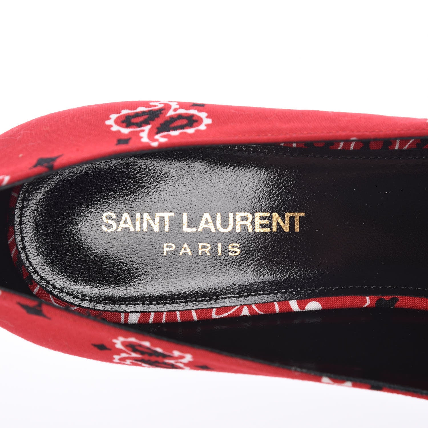 Saint Laurent Bandana Charlotte Kitten Heel Pumps 41 Red 7 of 7