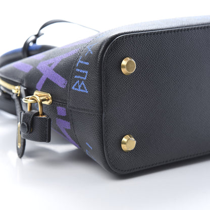 Balenciaga Grained Calfskin Print Graffiti S Ville Top Handle Bag Black Bleu Violet 9 of 12