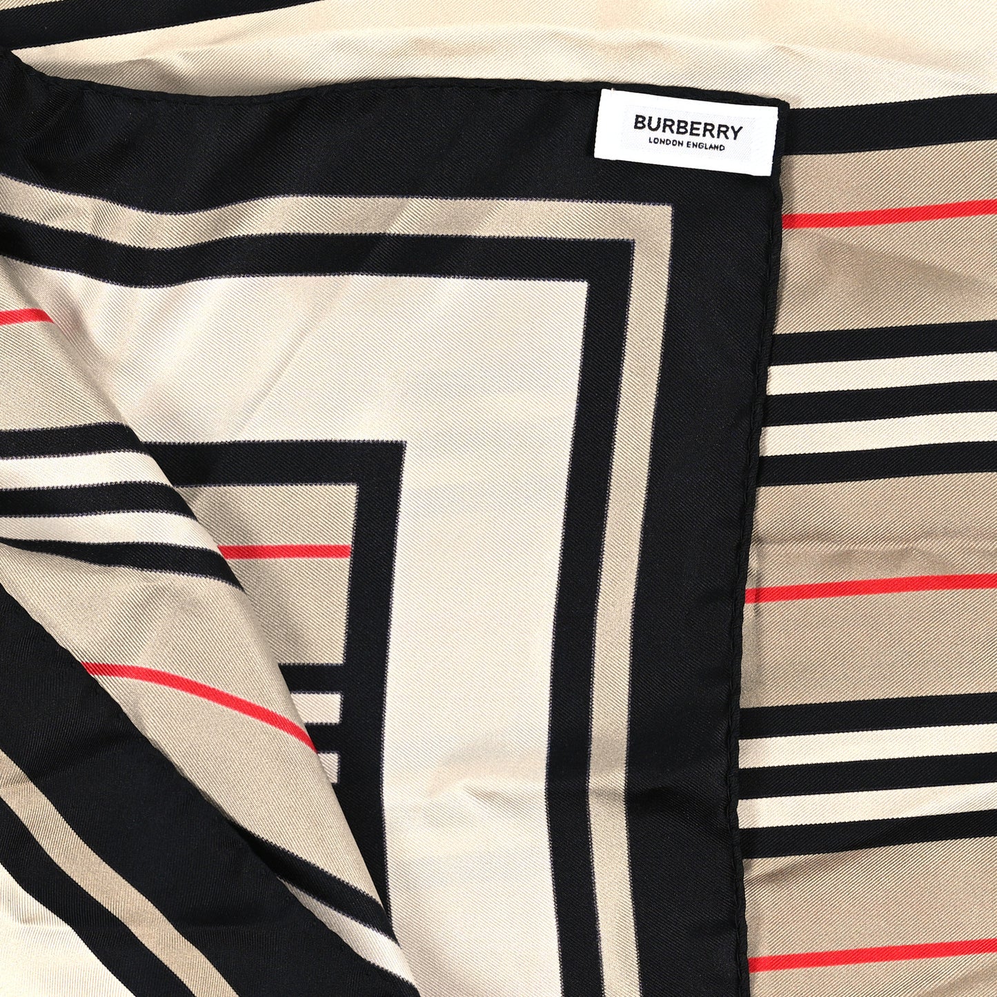 Silk Vintage Check Icon Stripe TB Monogram Print Scarf Archive Beige