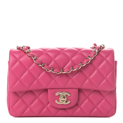 Chanel Lambskin Quilted Mini Rectangular Flap Dark Pink 1 of 14