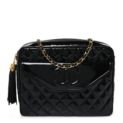 Chanel Patent Quilted Tassel Camera Case Black 1 of 10