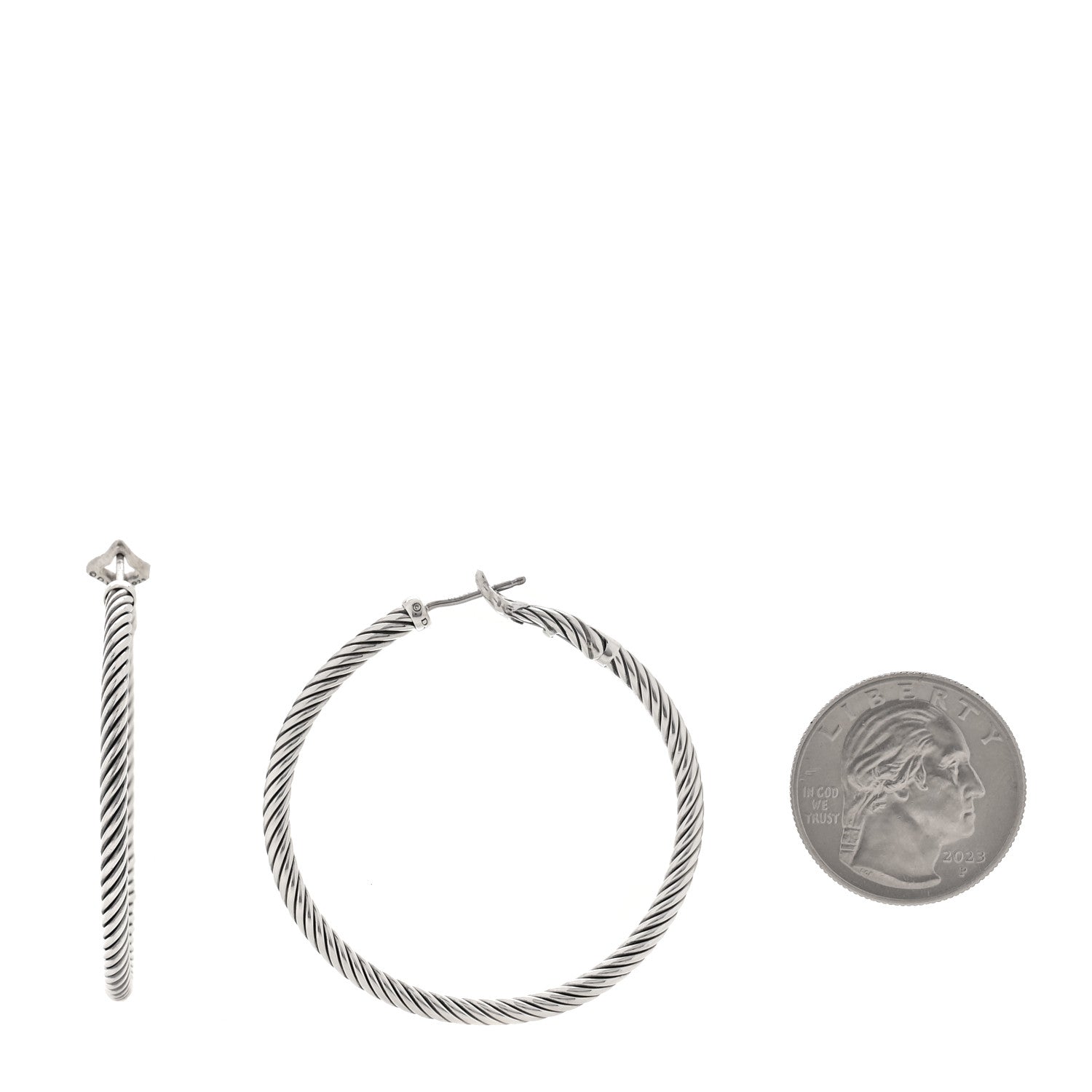 David Yurman Sterling Silver Medium Cable Classics Hoop Earrings 2 of 5