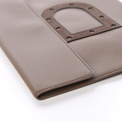 Delvaux Grained Calfskin D Flat Clutch Brown 7 of 12