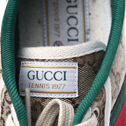 Gucci GG Monogram Web Womens 1977 Tennis Sneakers 38 Beige Ebony Mystic White 8 of 19