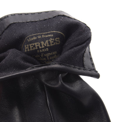 Hermes Lambskin Soya Kelly Lock Gloves 6.5 Black 3 of 5