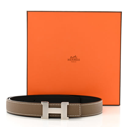 Hermes Swift Epsom 24mm Mini Constance H Belt 75/30 Black Etoupe 7 of 7