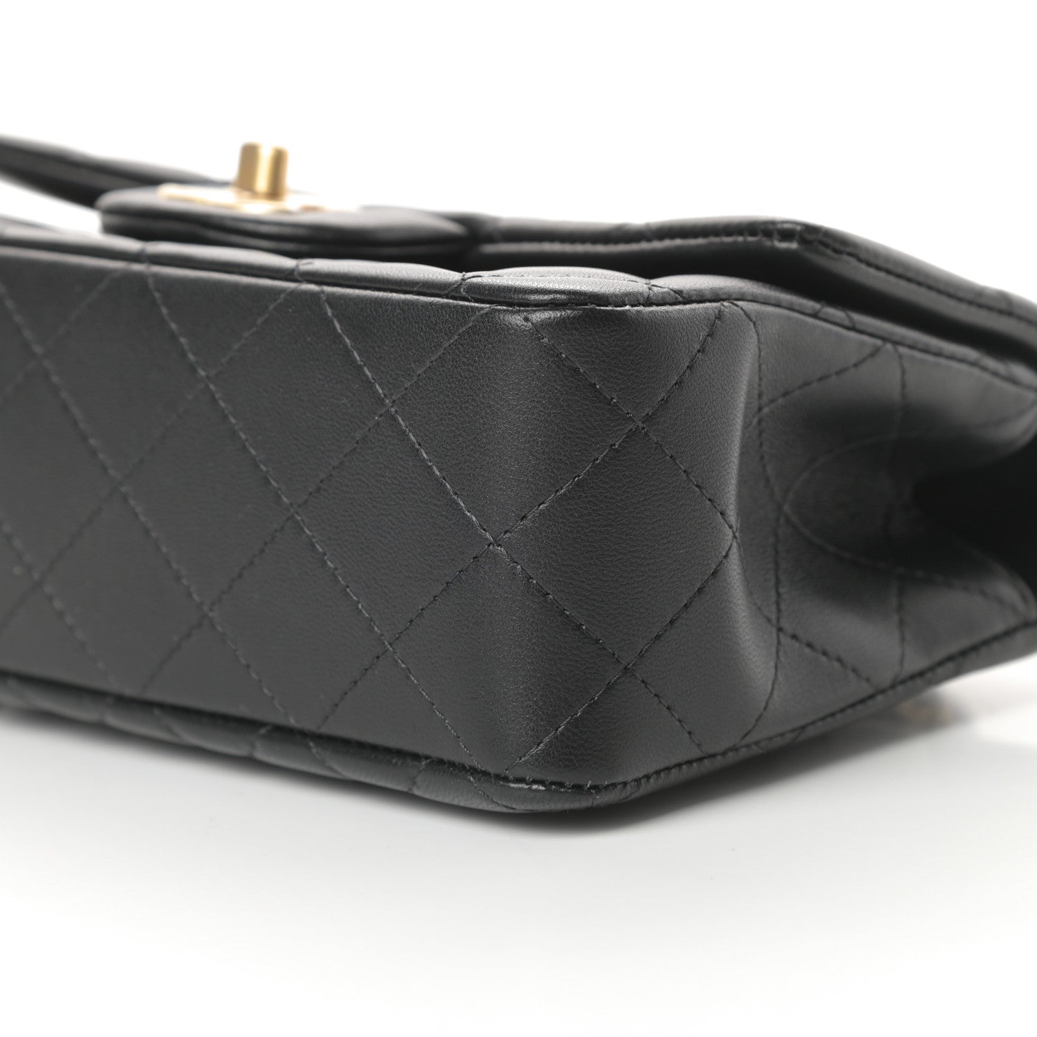 Chanel Lambskin Quilted Mini Top Handle Rectangular Flap Black 10 of 12