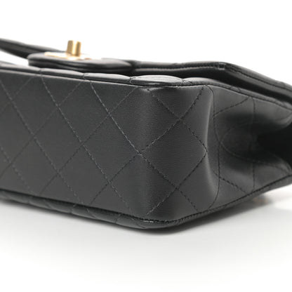 Chanel Lambskin Quilted Mini Top Handle Rectangular Flap Black 10 of 12