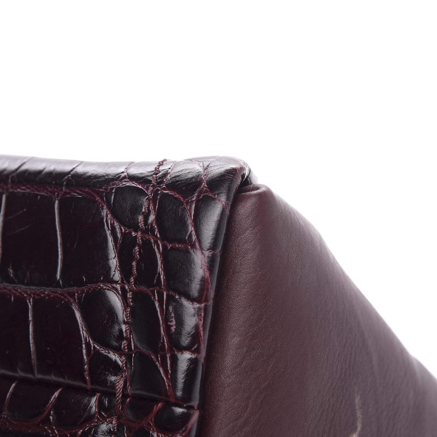 Lanvin Crocodile Stamped Calfskin Trilogy Clutch Aubergine 11 of 13