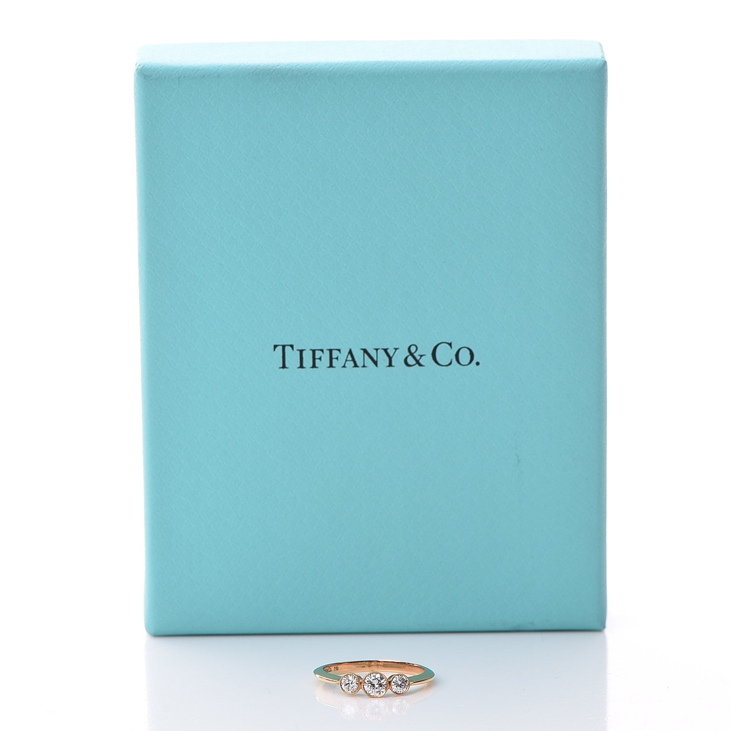 Tiffany 18K Yellow Gold Diamond Three Stone Milgrain Ring 50.6 5.5 5 of 5