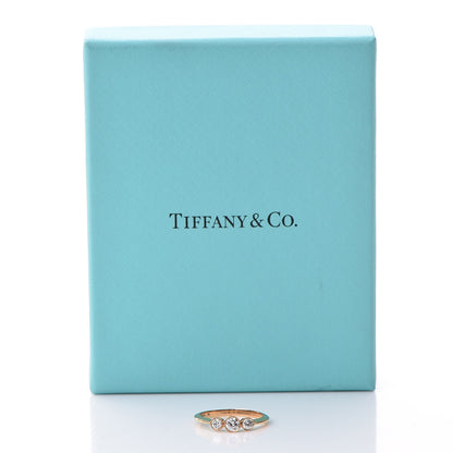 Tiffany 18K Yellow Gold Diamond Three Stone Milgrain Ring 50.6 5.5 5 of 5