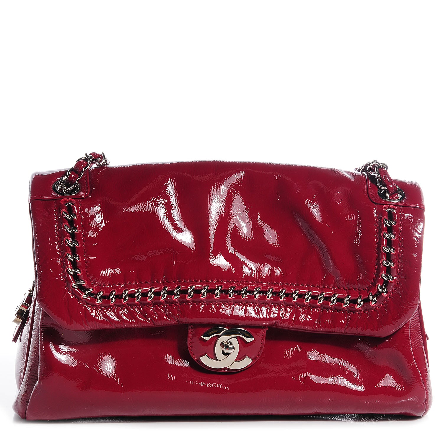 Chanel Patent Luxe Ligne Large Flap Red 1 of 8