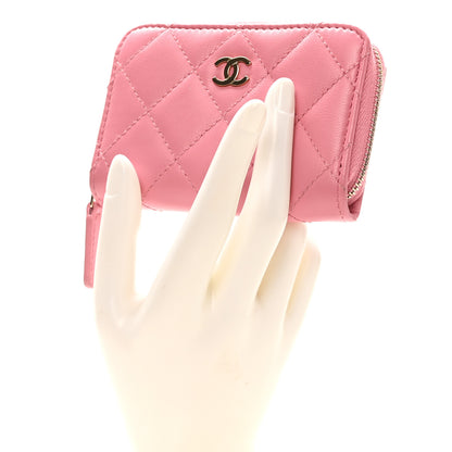 Chanel Lambskin Quilted Zip Around Coin Purse Light Pink 2 of 7