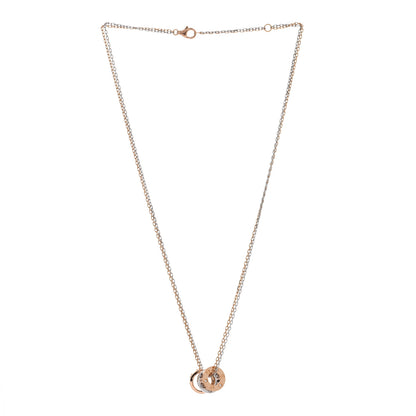 Cartier 18K White Pink Gold Diamond Three Ring LOVE Pendant Necklace 3 of 4
