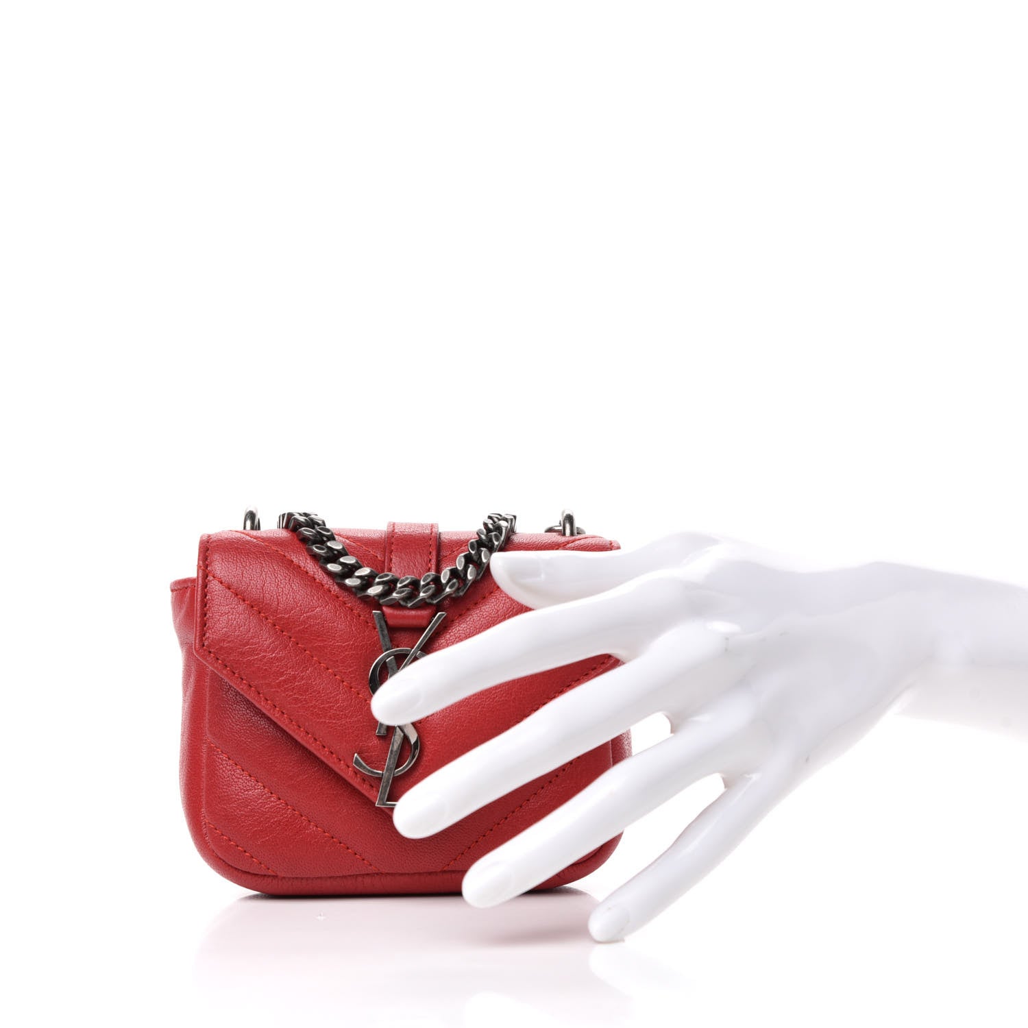 Saint Laurent Sheepskin Matelasse Monogram Mini College Bag New Red 2 of 6
