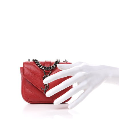 Saint Laurent Sheepskin Matelasse Monogram Mini College Bag New Red 2 of 6