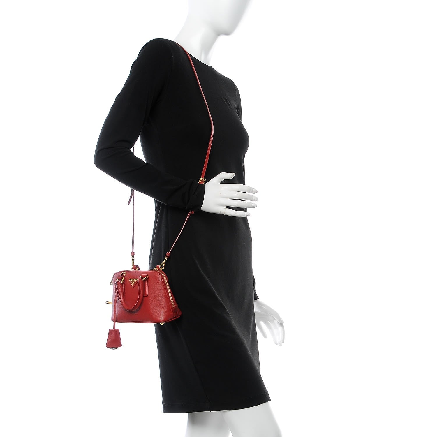 Prada Saffiano Lux Mini Promenade Tote Fuoco 2 of 8