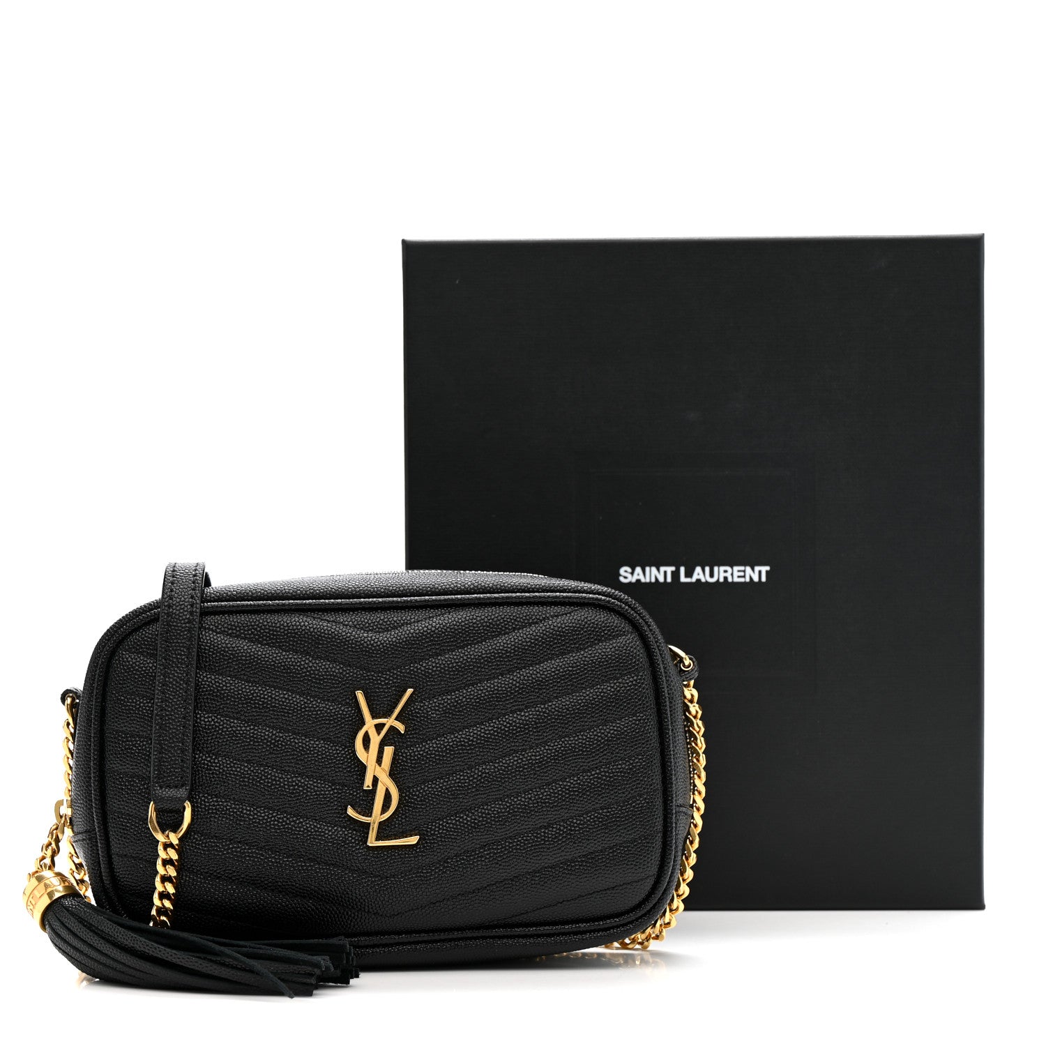 Saint Laurent Grain De Poudre Matelasse Monogram Mini Lou Camera Bag Black 11 of 11