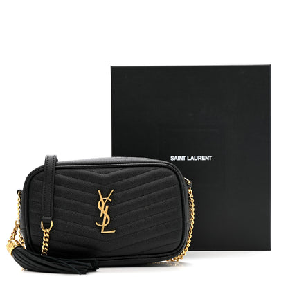 Saint Laurent Grain De Poudre Matelasse Monogram Mini Lou Camera Bag Black 11 of 11