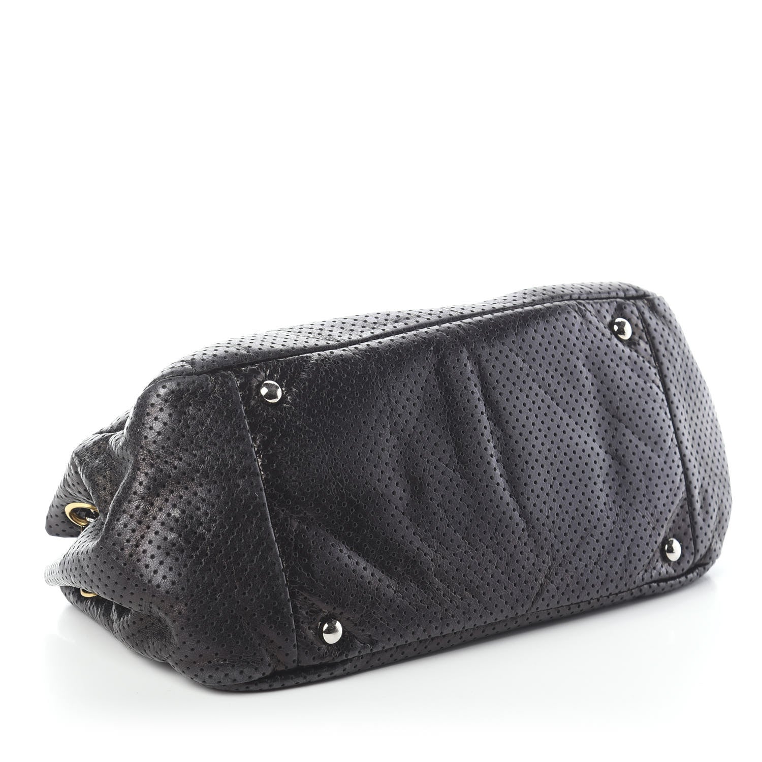 Chanel Metallic Calfskin Perforated Drill Accordion Flap Black 4 of 10
