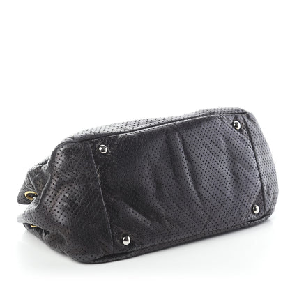Chanel Metallic Calfskin Perforated Drill Accordion Flap Black 4 of 10
