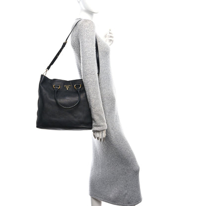Prada Vitello Daino Tote Black 2 of 10