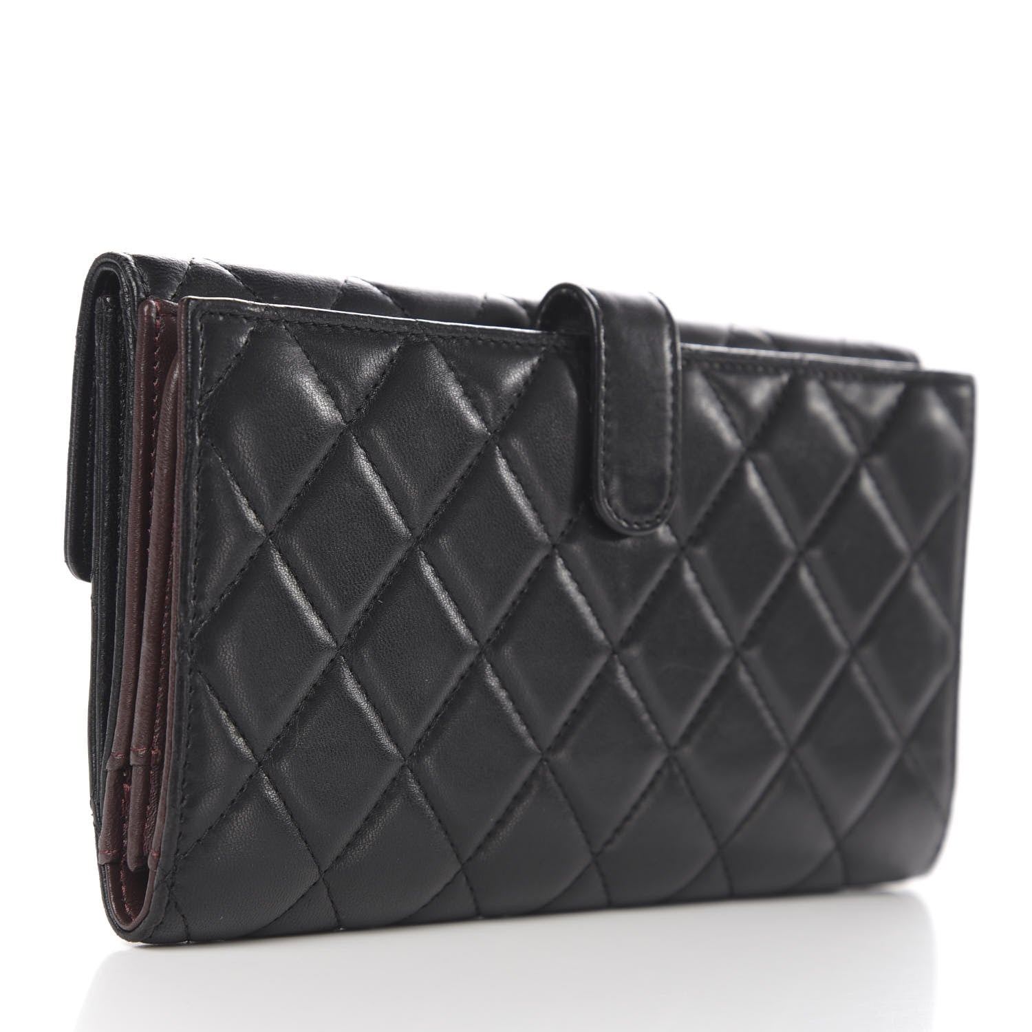 Chanel Lambskin Quilted Long Flap Wallet Black 3 of 9