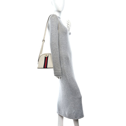 Gucci Textured Dollar Calfskin Web Small Ophidia Dome Shoulder Bag Mystic White 2 of 11