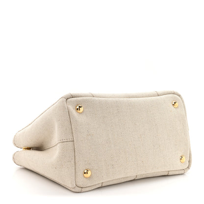 Prada Canvas Mistolino Ricamo Small Logo Tote Naturale 4 of 10