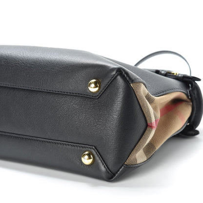 Burberry Calfskin House Check Small Banner Tote Black 8 of 8