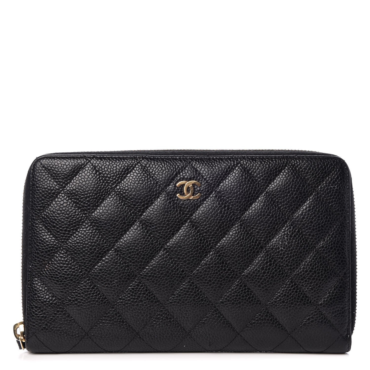 Chanel Caviar Quilted Large Zip Around Organizer Wallet Black 1 of 14