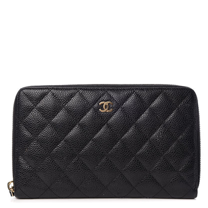 Chanel Caviar Quilted Large Zip Around Organizer Wallet Black 1 of 14