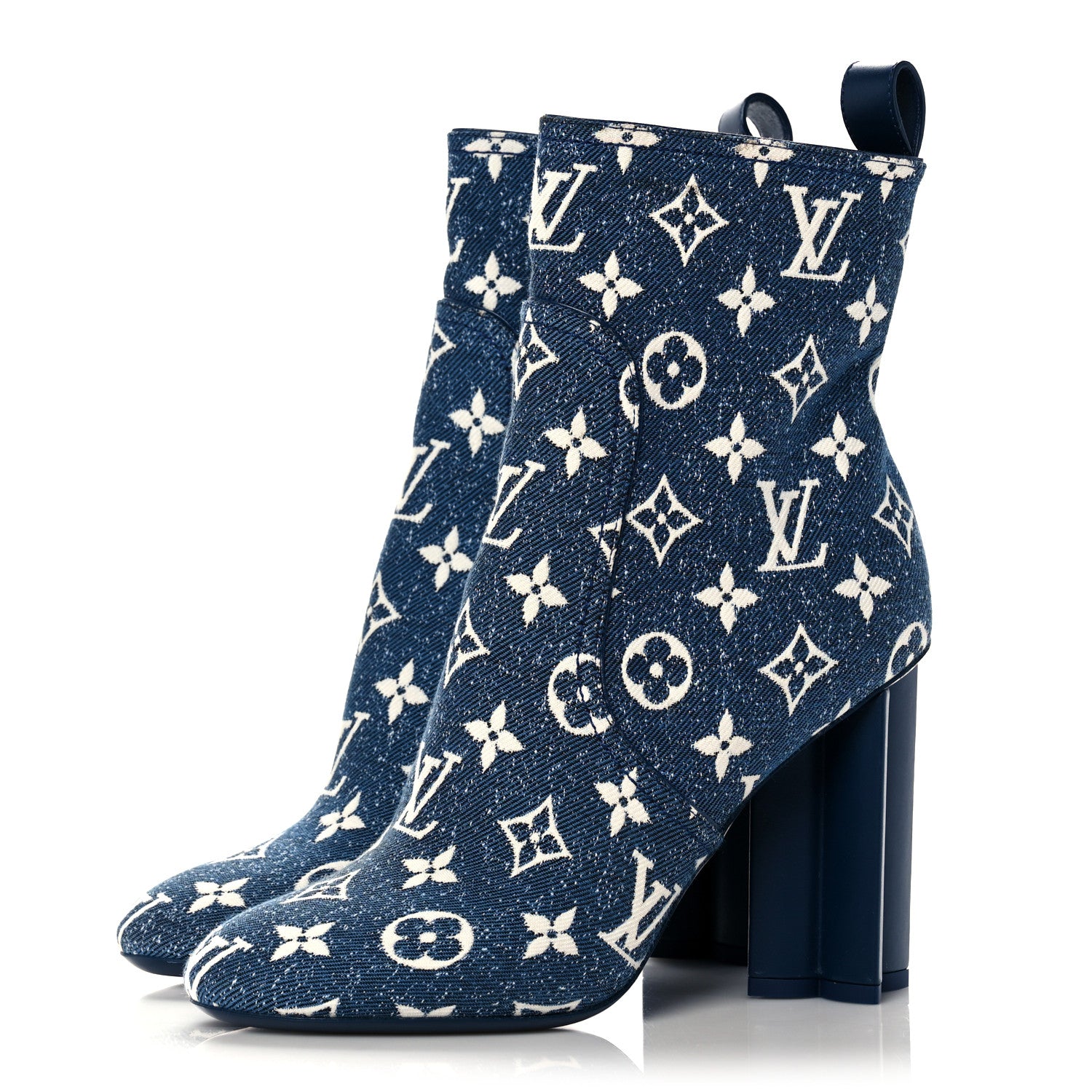 Louis Vuitton Denim Monogram Silhouette Ankle Boots 37 Navy Blue 3 of 7