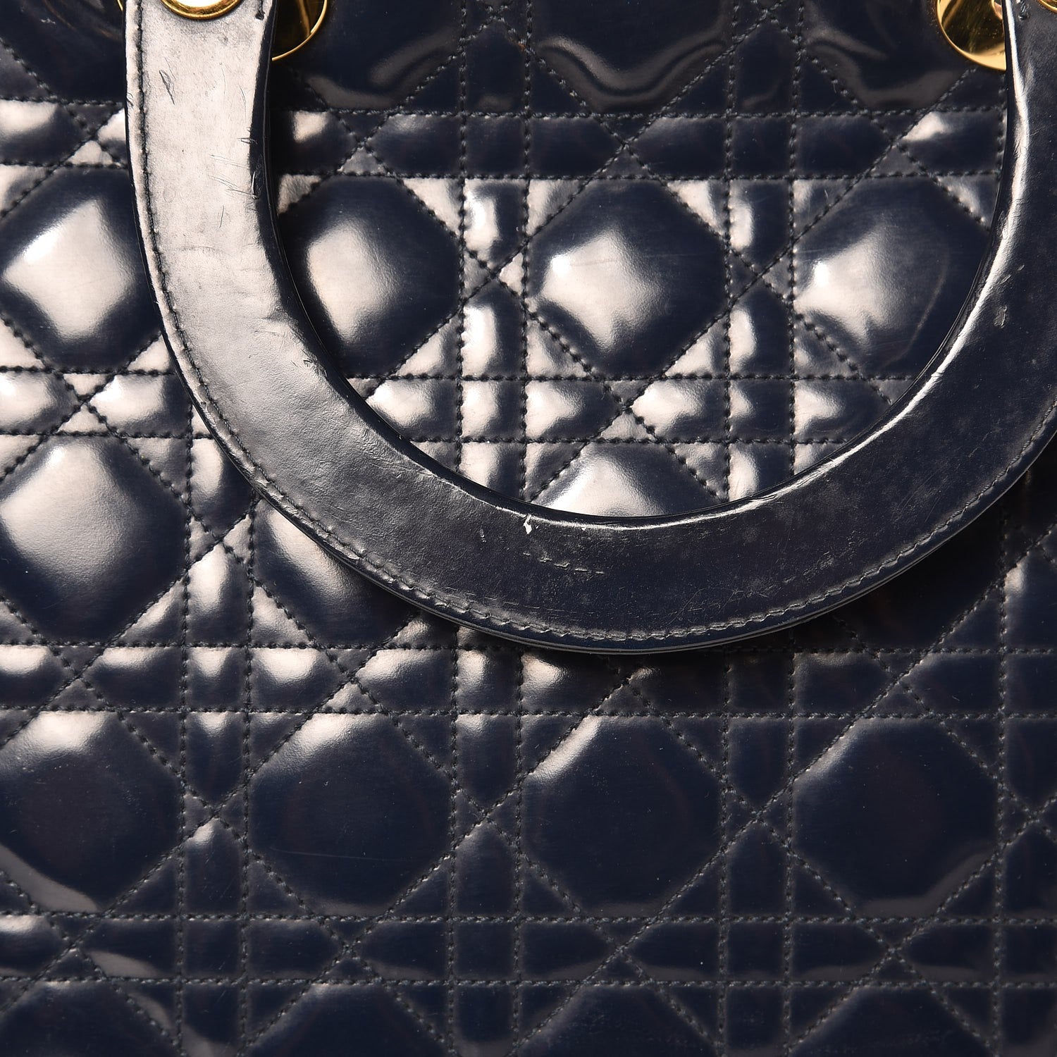 Christian Dior Patent Cannage Large Lady Dior Navy Blue 14 of 14
