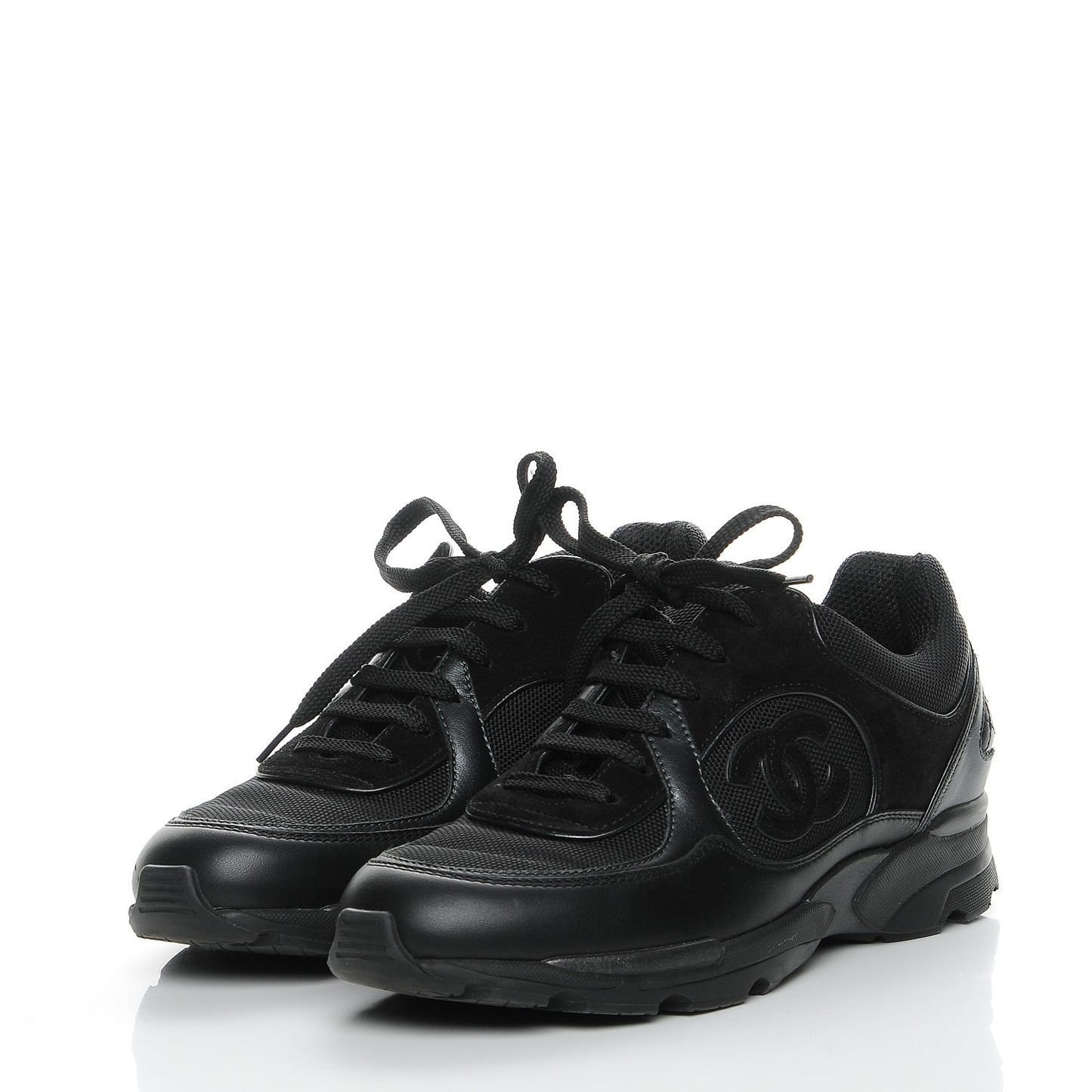 Suede Calfskin CC Sneakers 37 Black
