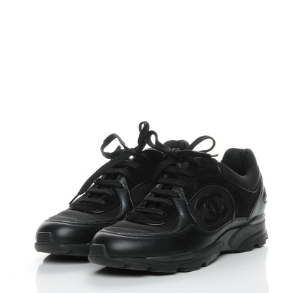 Chanel Suede Calfskin CC Sneakers 37 Black 3 of 8