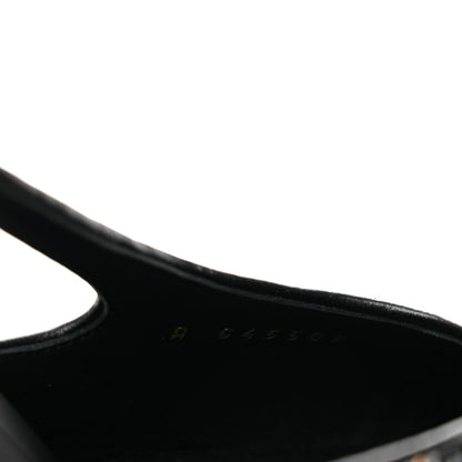 Chanel Glittered Wool Tweed Lambskin Cap Toe CC Slingback Pumps 40 Black White Gold 9 of 10