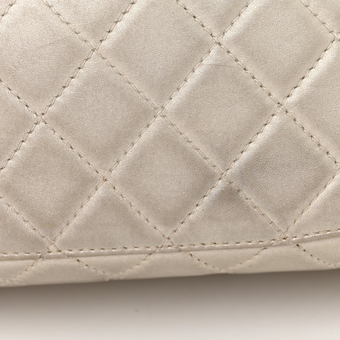 Metallic Lambskin Quilted Maxi Single Flap Silver