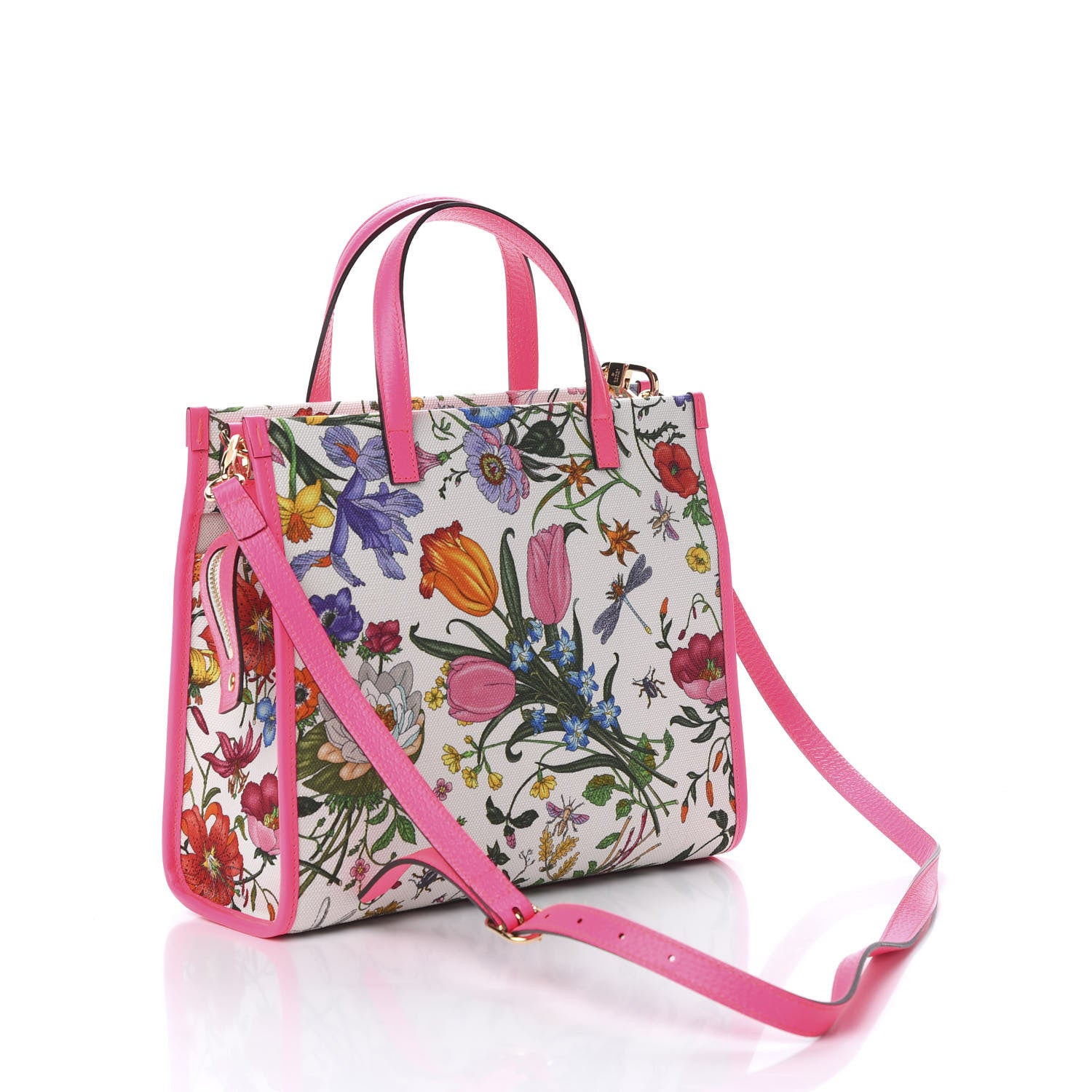Gucci Canvas Medium Flora Tote Fuchsia 4 of 11