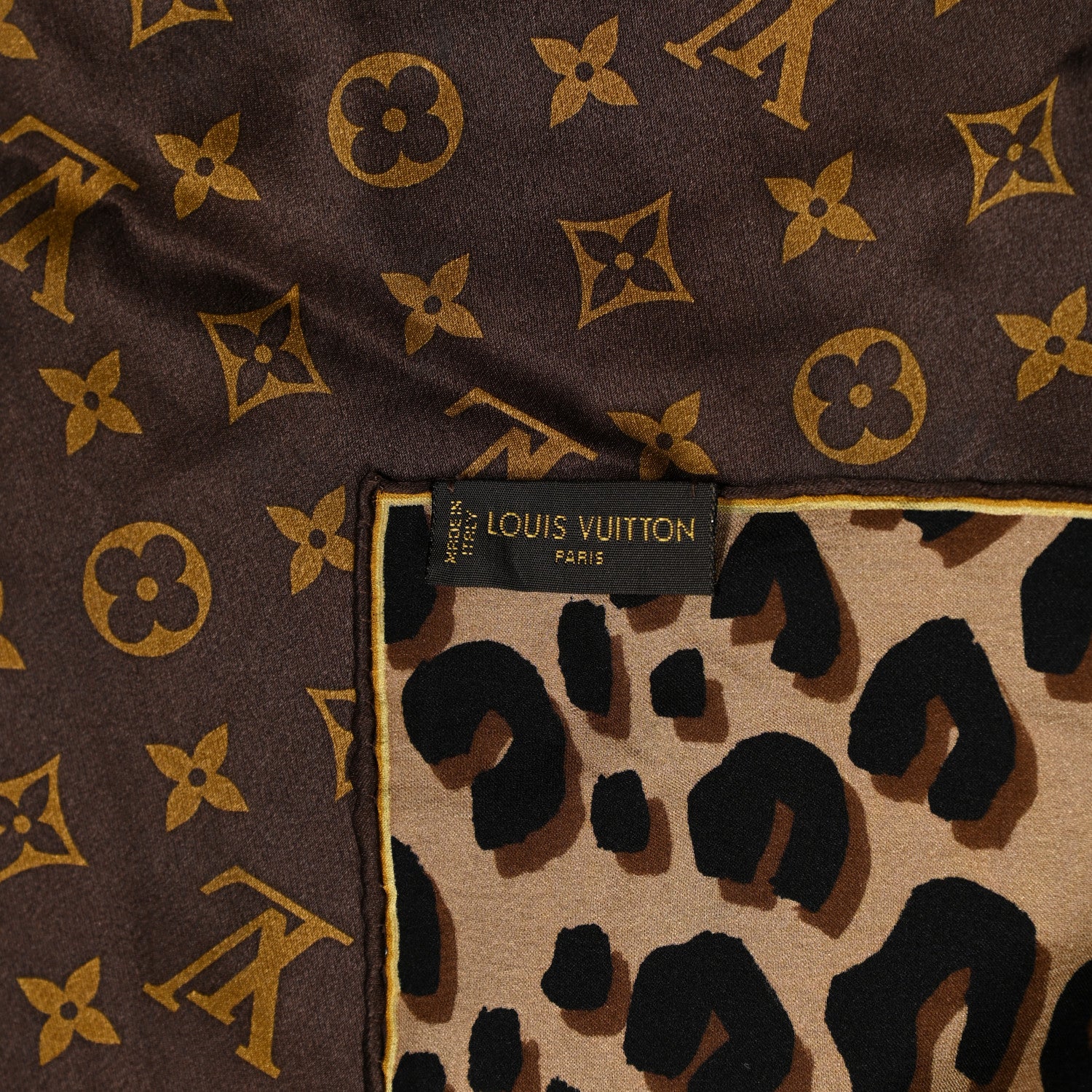 Louis Vuitton Silk Leopard Monogram Square Scarf 3 of 4